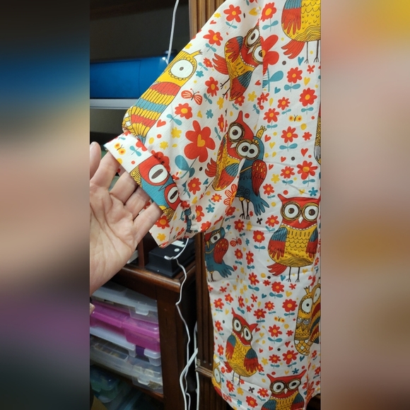 Owl Print Collared Short Sleeve Shirt XXL - Picture 2 of 5